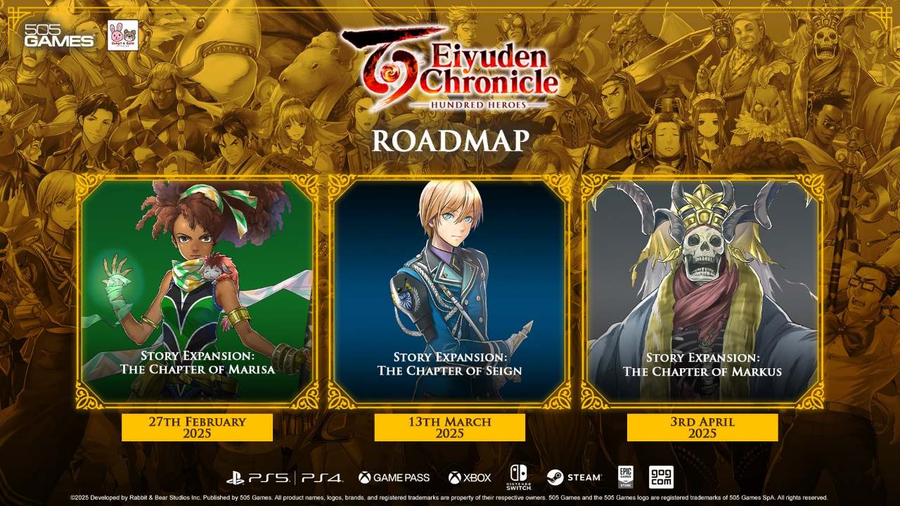 3人のeiyudenクロニクル：100人のヒーローズDLCが明らかに、発表されたリリース日